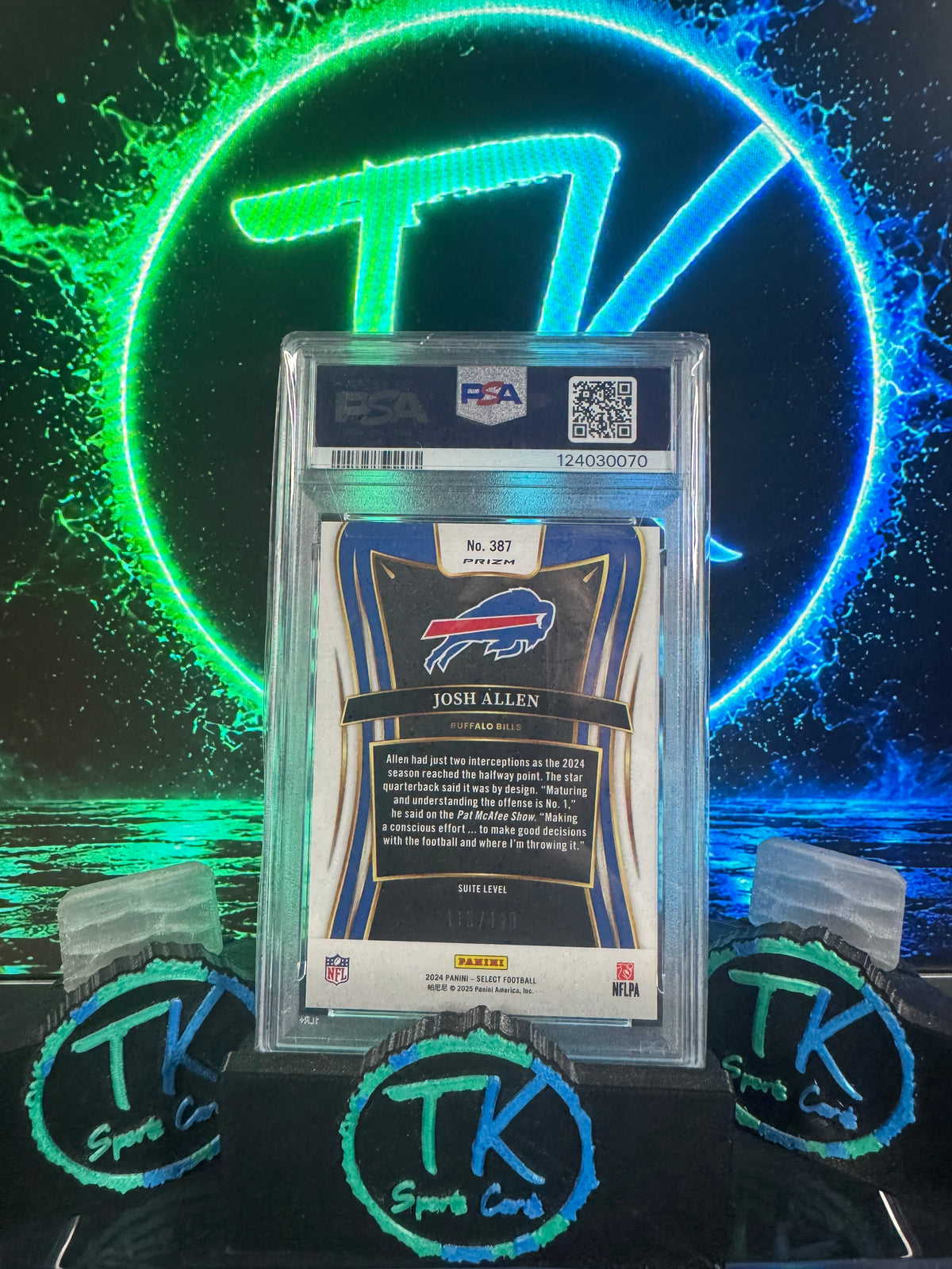 2024 Panini Select Josh Allen Tri-Color Prizm /199 #387 PSA 10 GEM MINT – Bills