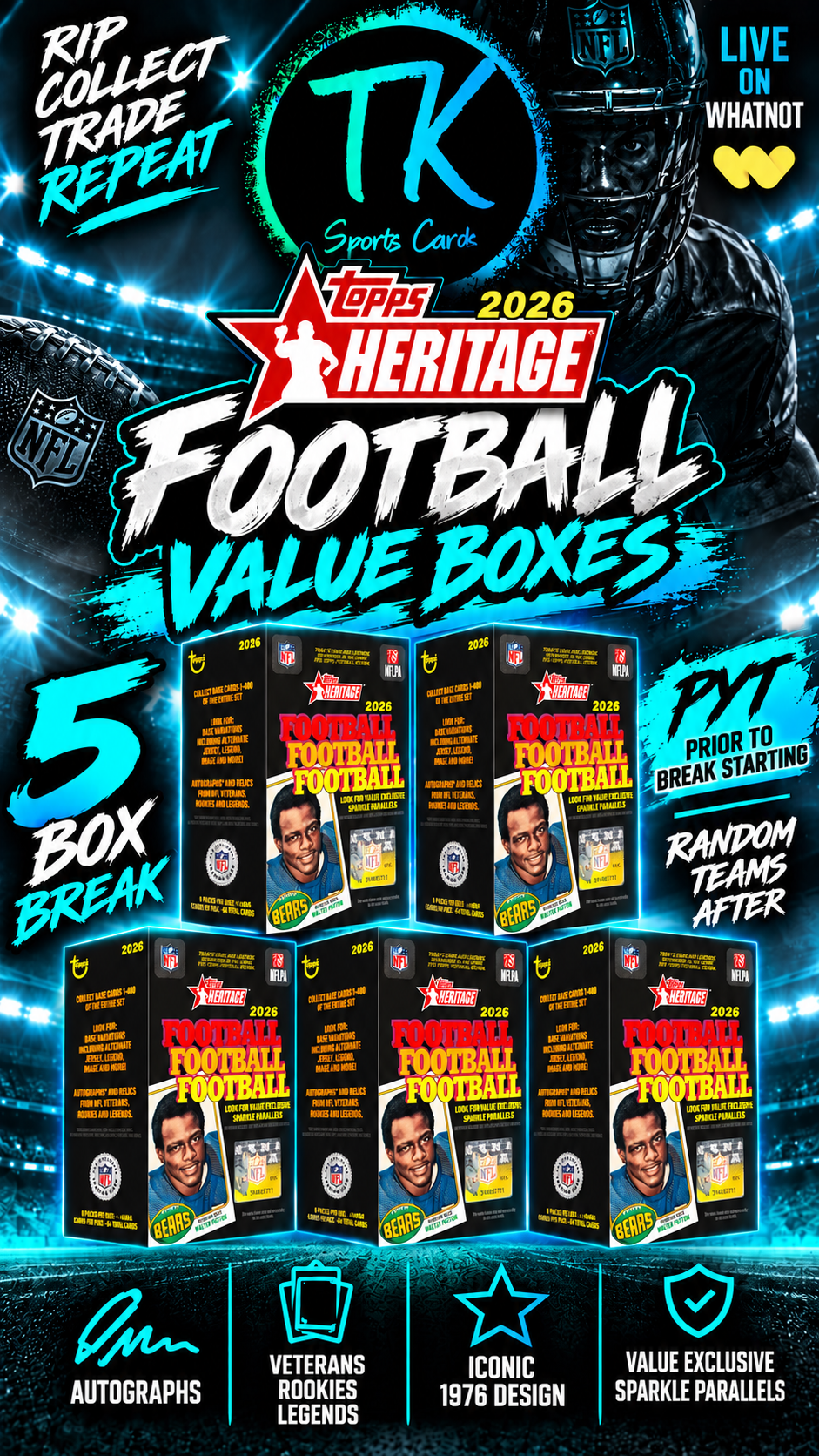 2026 Heritage Value Box Break  (5 Value Boxes) 11/11/2026 @ 10:45pm EST/ 8:45 MST ON WHATNOT